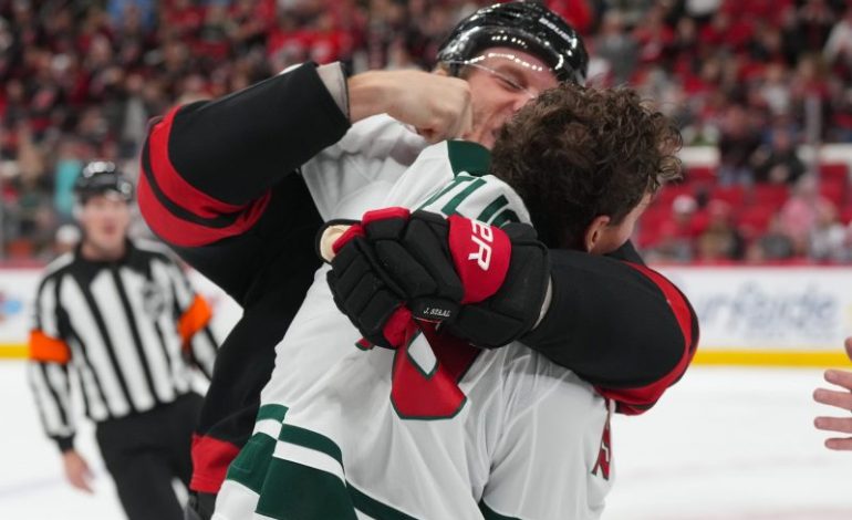  Wild player ejected for head shot on Hurricanes defenseman